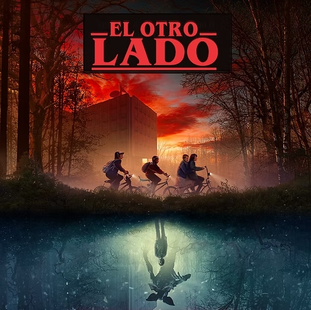 El Otro Lado movie poster with silhouettes of people and reflection in water at sunset
